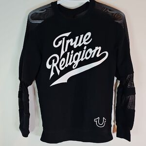 True Religion Black Crewneck Sweater with Logo